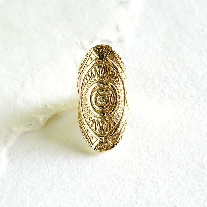 Handcrafted Tribal Sun Band Ring- Brass