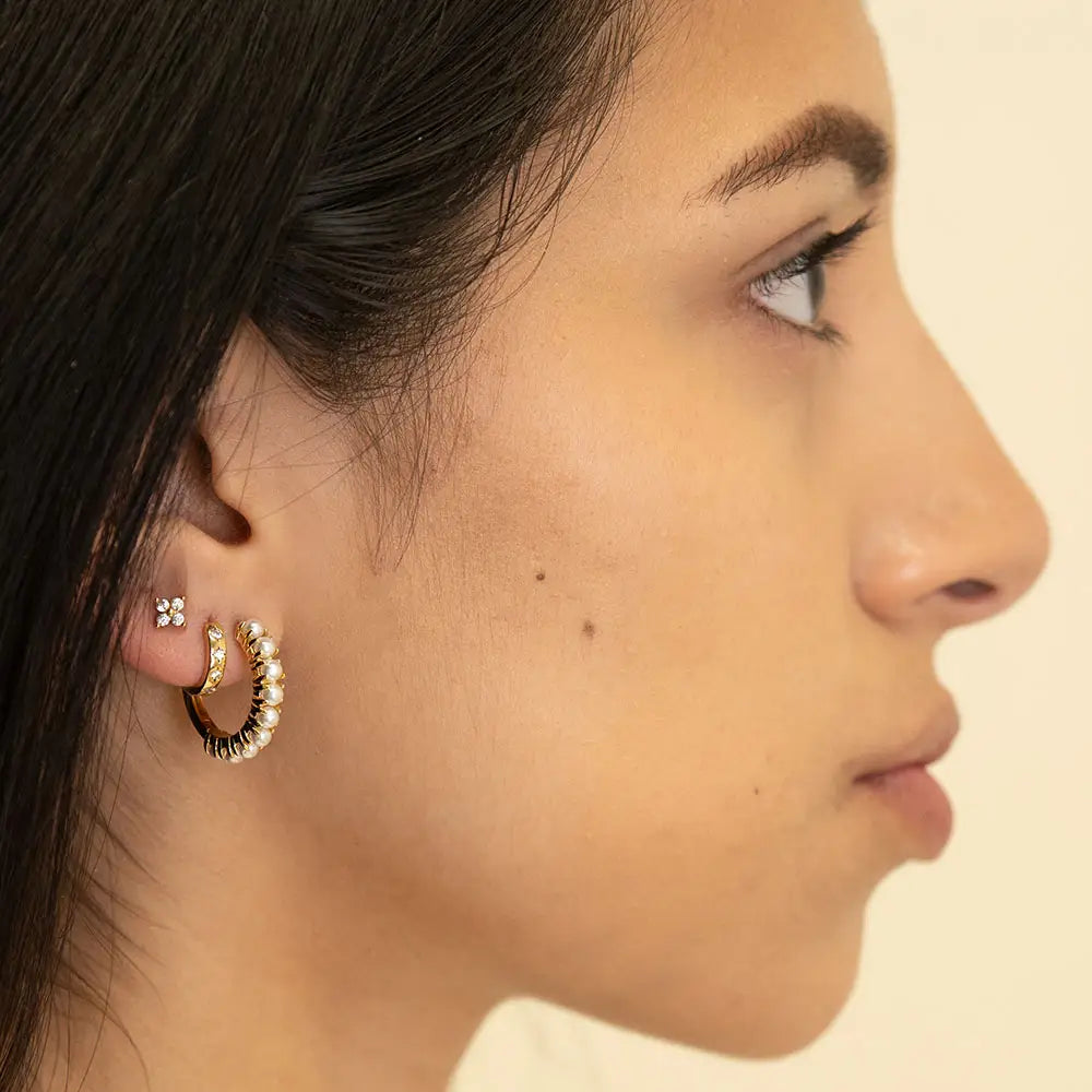Huggie Hoops with Starburst 10mm