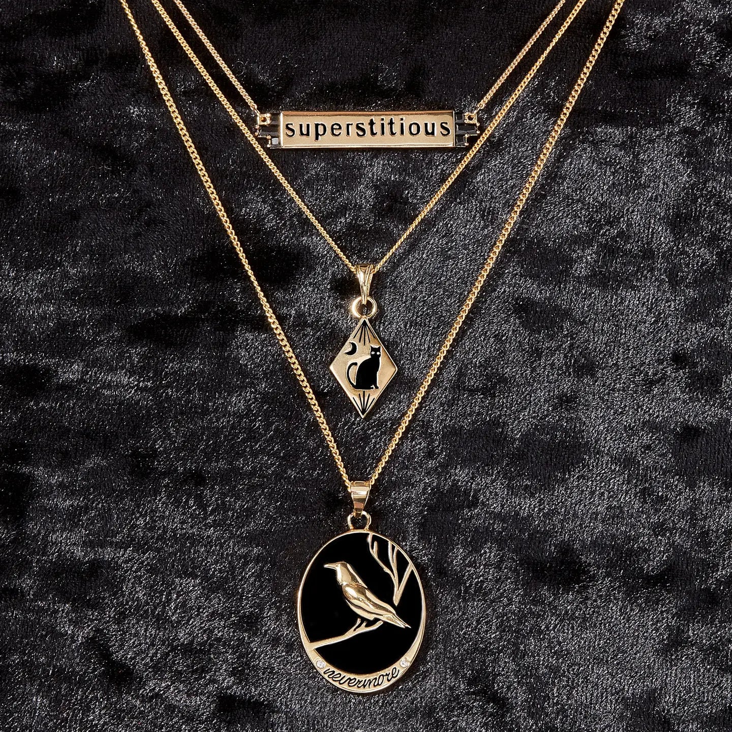 Black Cat NecklaceLR-DP0685-GPBR-18IN