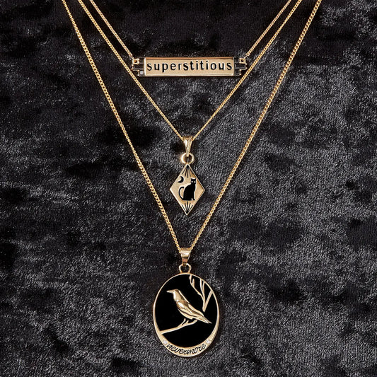Black Cat NecklaceLR-DP0685-GPBR-18IN