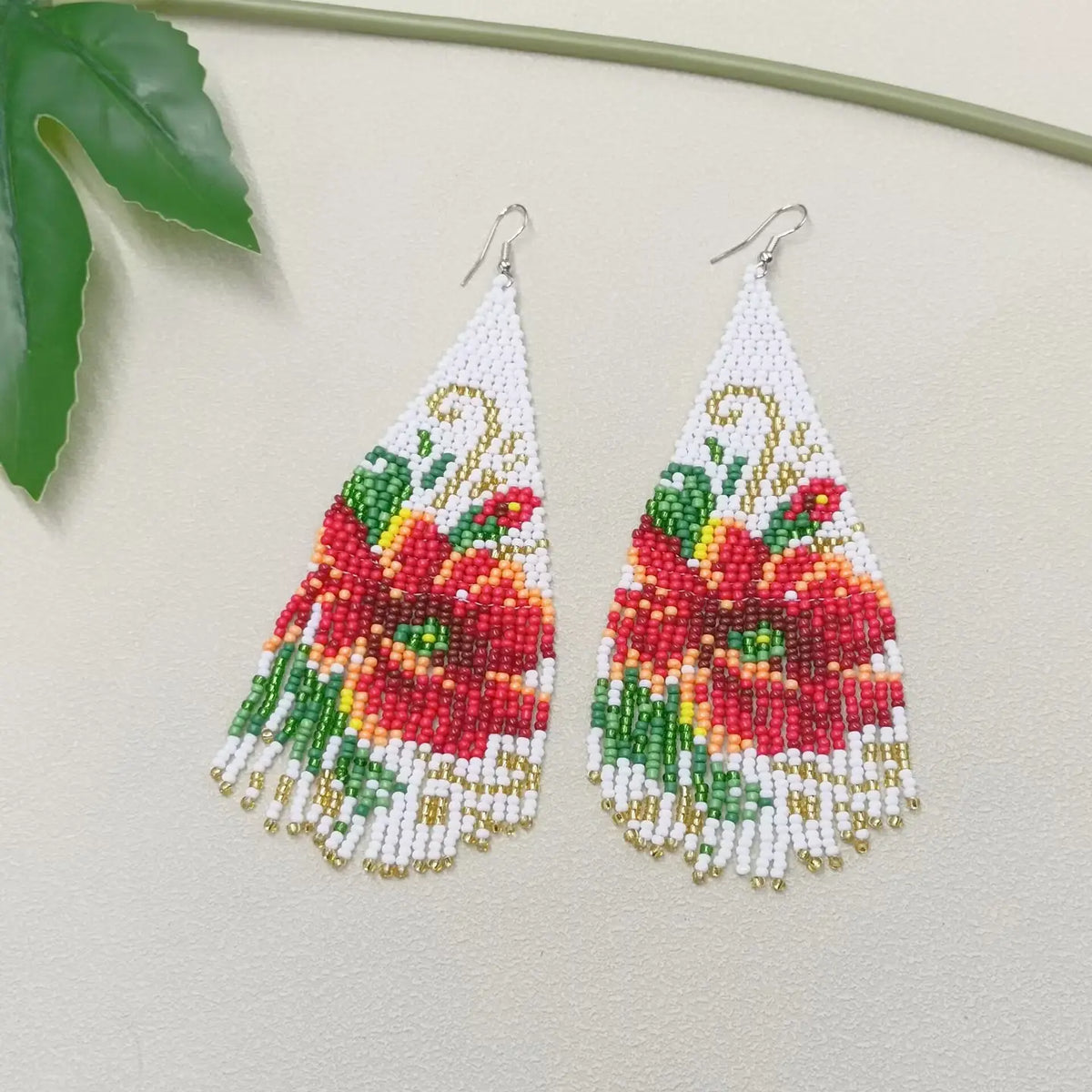 Flower Boho Handmade Seed Beads Fringe Earrings