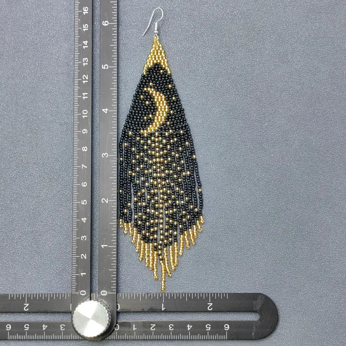Star Moon Night Sky Seed Beads Tassel Earrings