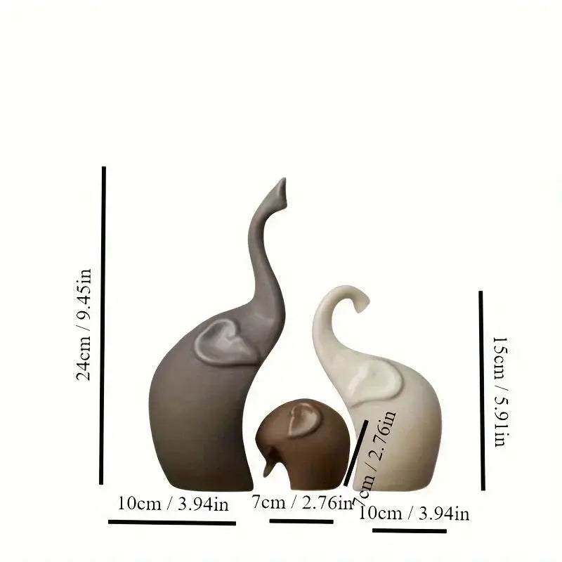 Elephant Sculptures, Set of 3