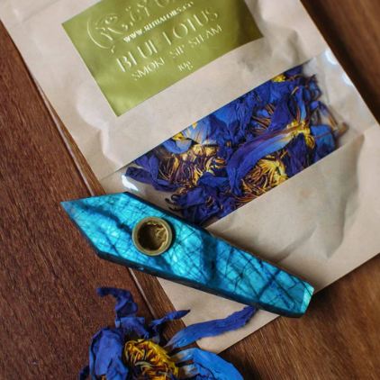 Labradorite Pipe for Blue Lotus Flowers Yanapuma Shop Labradorite Pipe for Blue Lotus Flowers Yanapuma Shop