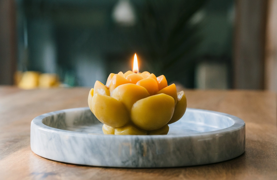 Beeswax Lotus Candle