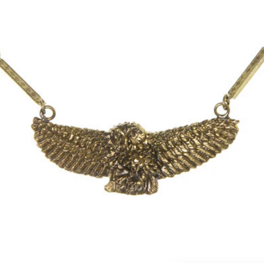 Reclaimed Metal Swooping Owl Necklace