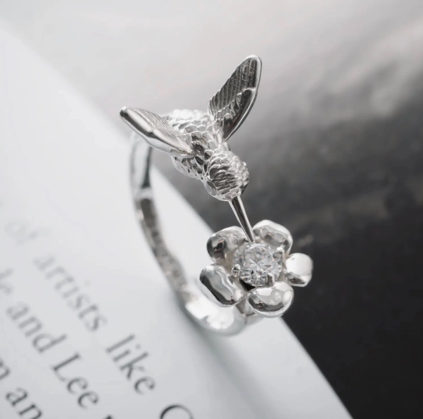 Silver Hummingbird Ring