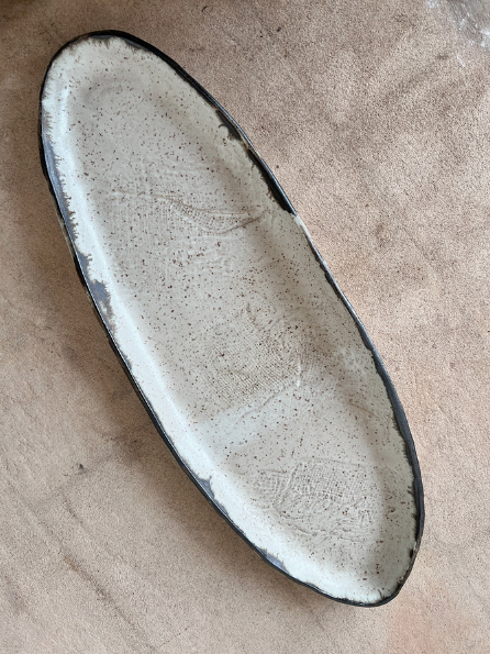 Luna Ceramic Textured Oval Tray