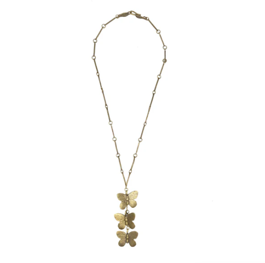Reclaimed Metal Necklace | Three Butterflies