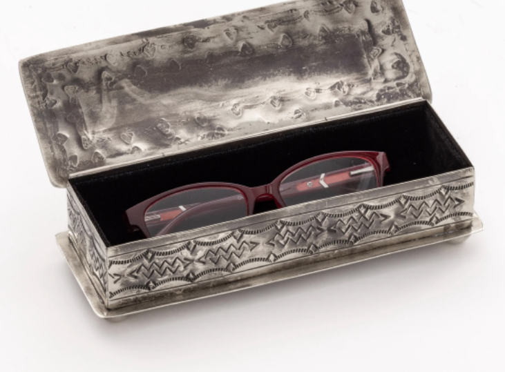 Rustic Silver Stamped Eyeglass Box