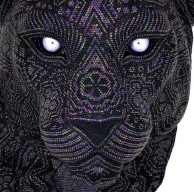 Midnight Jaguarra | Huichol Beaded