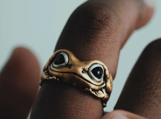 Tree Frog Ring in Silver and Brass