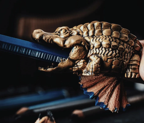 Nature Inspired Brass Crocodile Pencil Sharpener