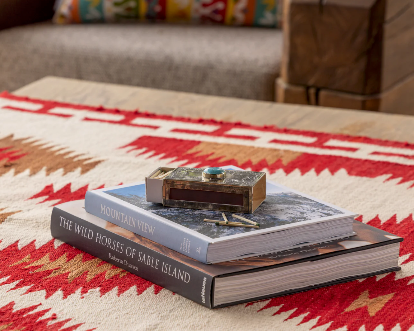 Stamped Matchbox Cover with Turq. Large