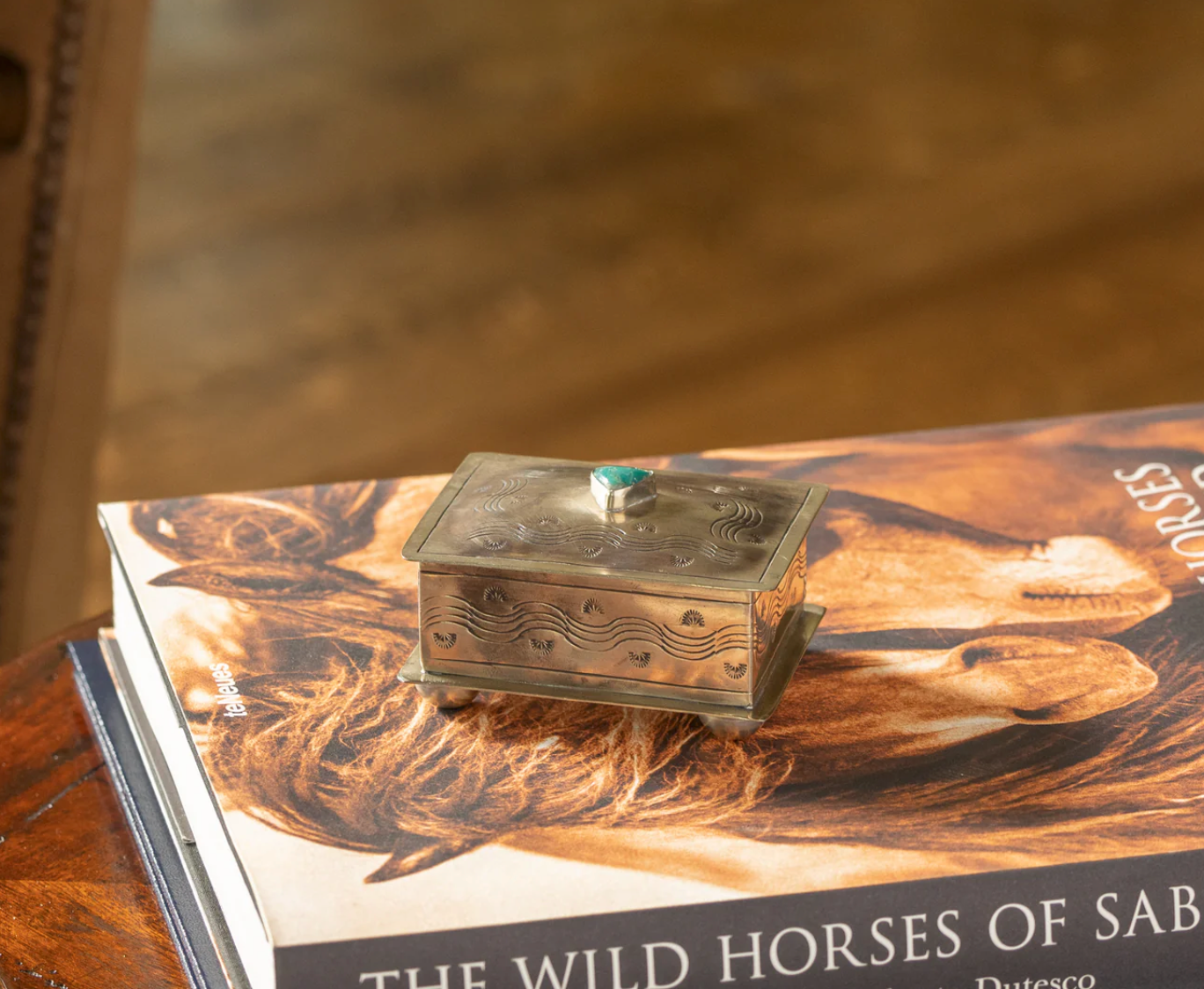 Small Stamped Box with Turquoise