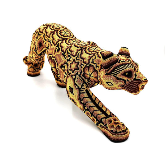 Prowling Sun Jaguarra | Huichol Beaded