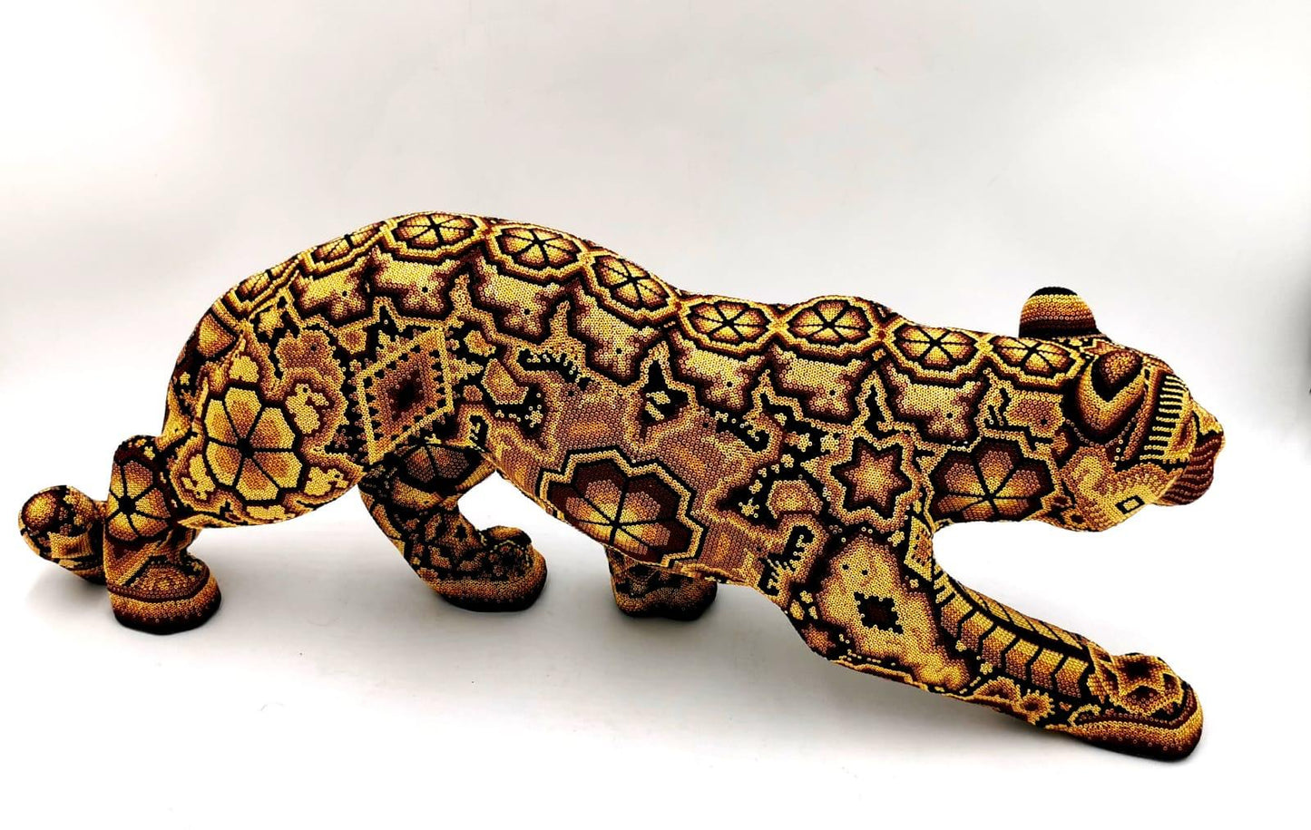 Prowling Sun Jaguarra | Huichol Beaded
