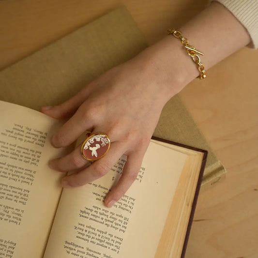Hummingbird Cameo Ring