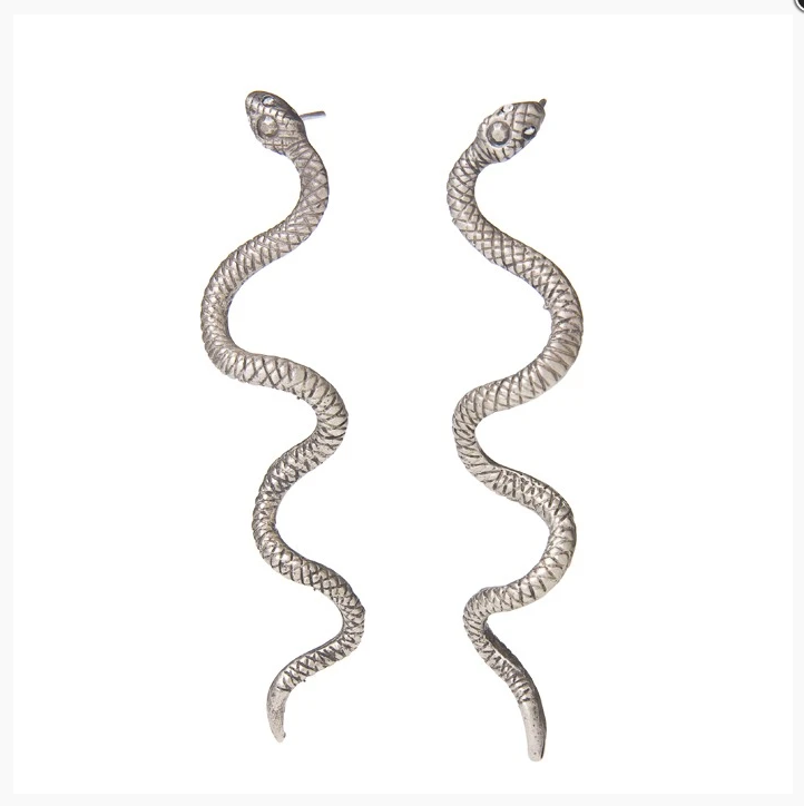Golden Swirling Snake Earrings