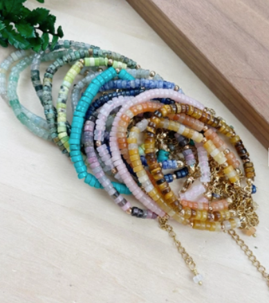 Heishi Gemstone Beaded Bracelets
