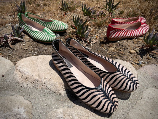 Striped Moroccan Leather Slips