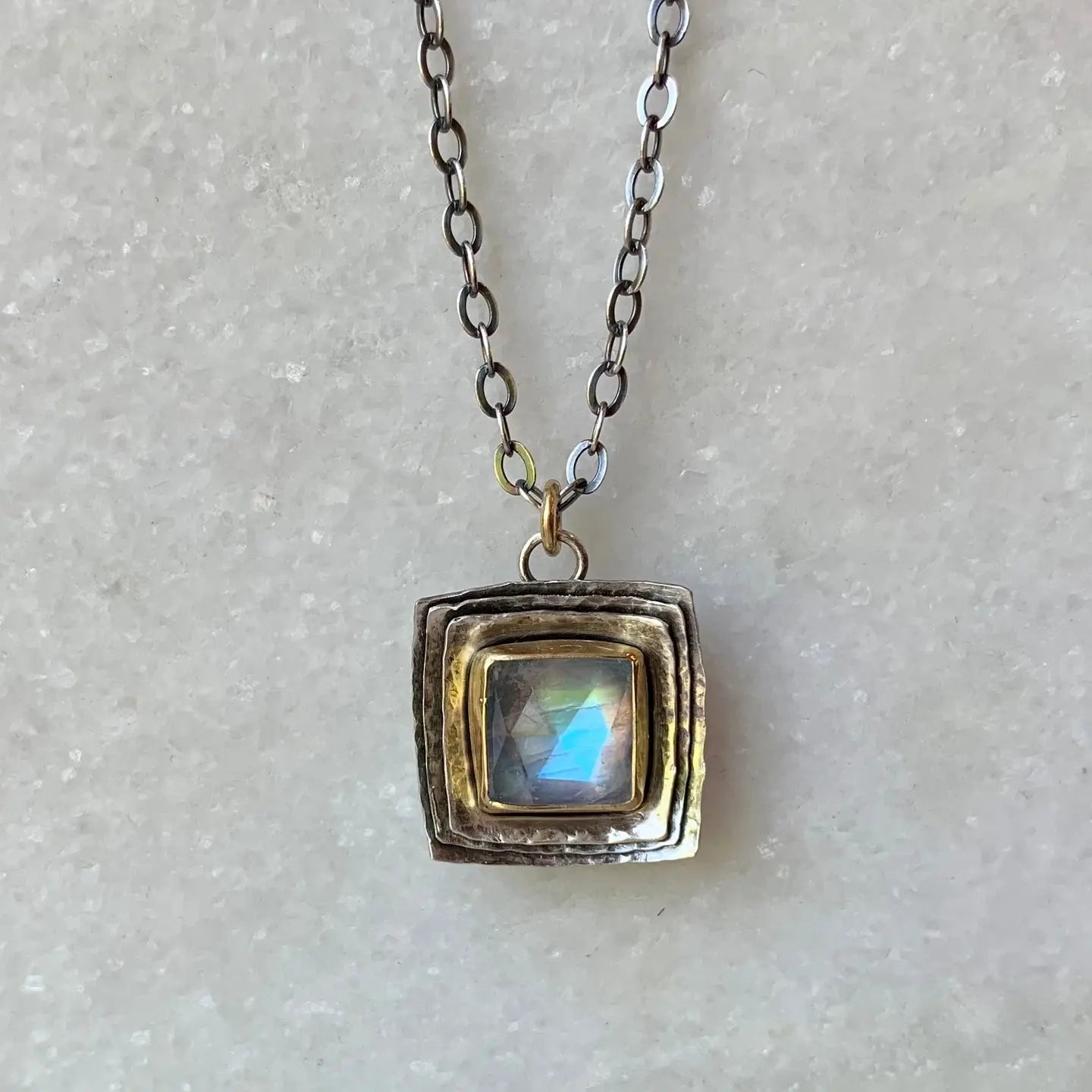 Square Cusp Necklace with Moonstone