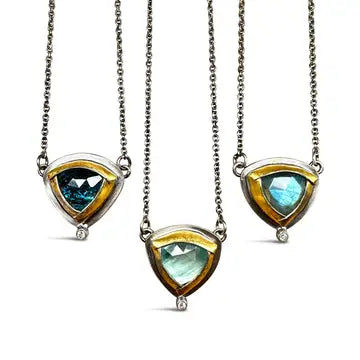 Petite Tri Fold Necklace with Diamond