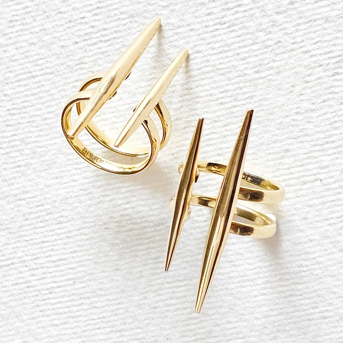 Brass Double Spike Ring Handcrafted
