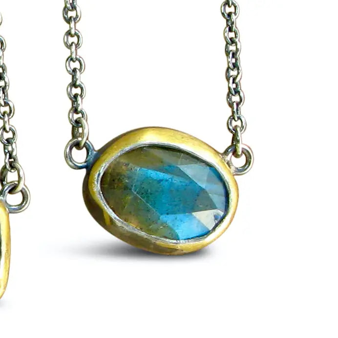 Petite Crescent Rim Necklace  Labradorite