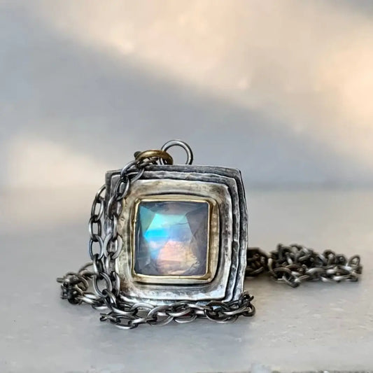 Square Cusp Necklace with Moonstone