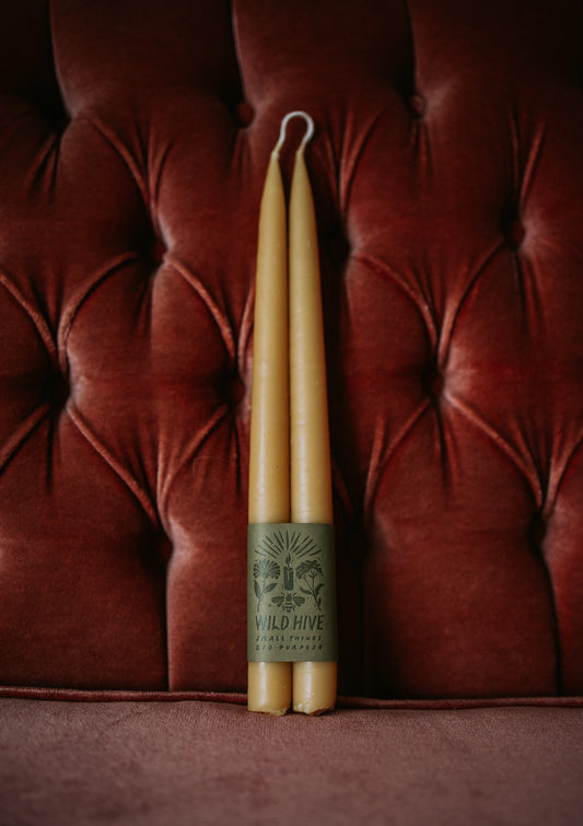 Hand-Dipped Beeswax Taper Candle