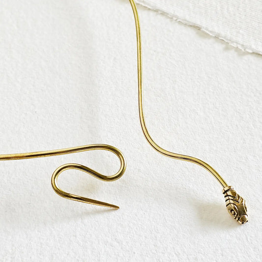 Brass Snake Serpent Collar Choker Necklace