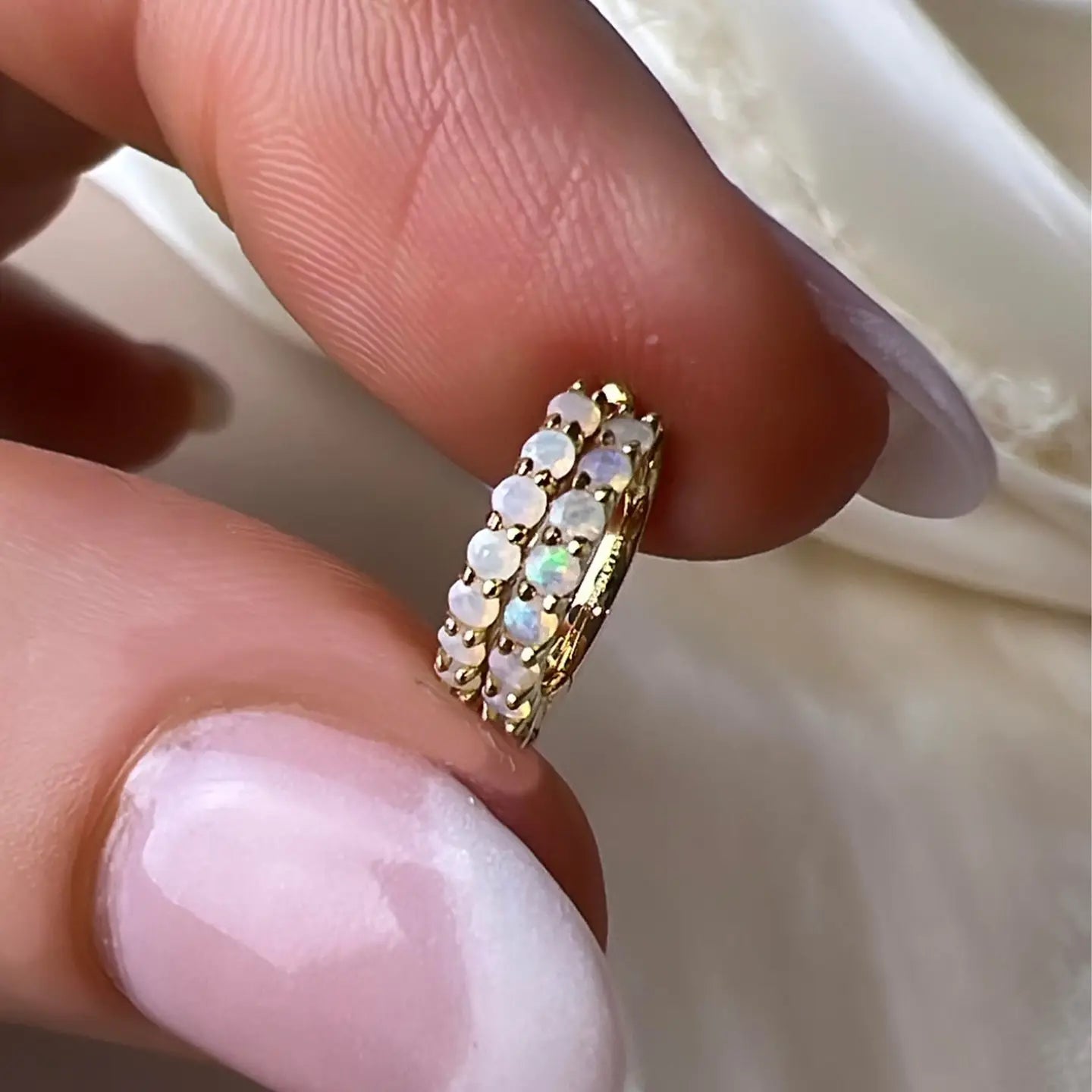 14kt Opal Mini Huggies