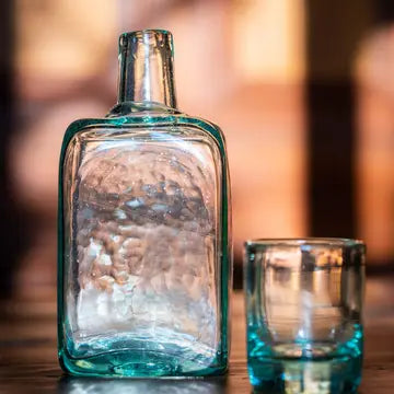 Bedside Carafe Set - Handblown, Recycled Glass