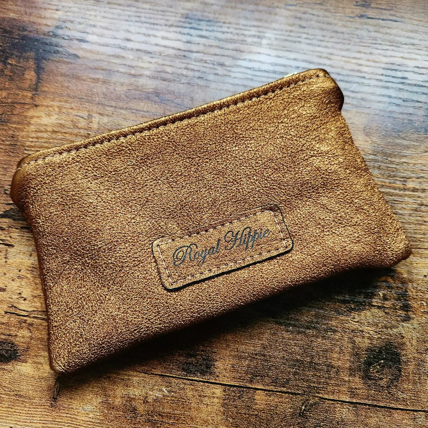 Golden Peacock Italian Leather with French Trim Pouch