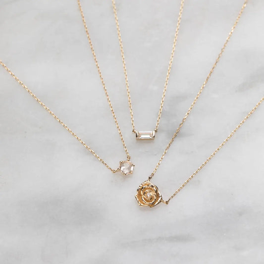 14kt Gold Diamond Rose Pendant