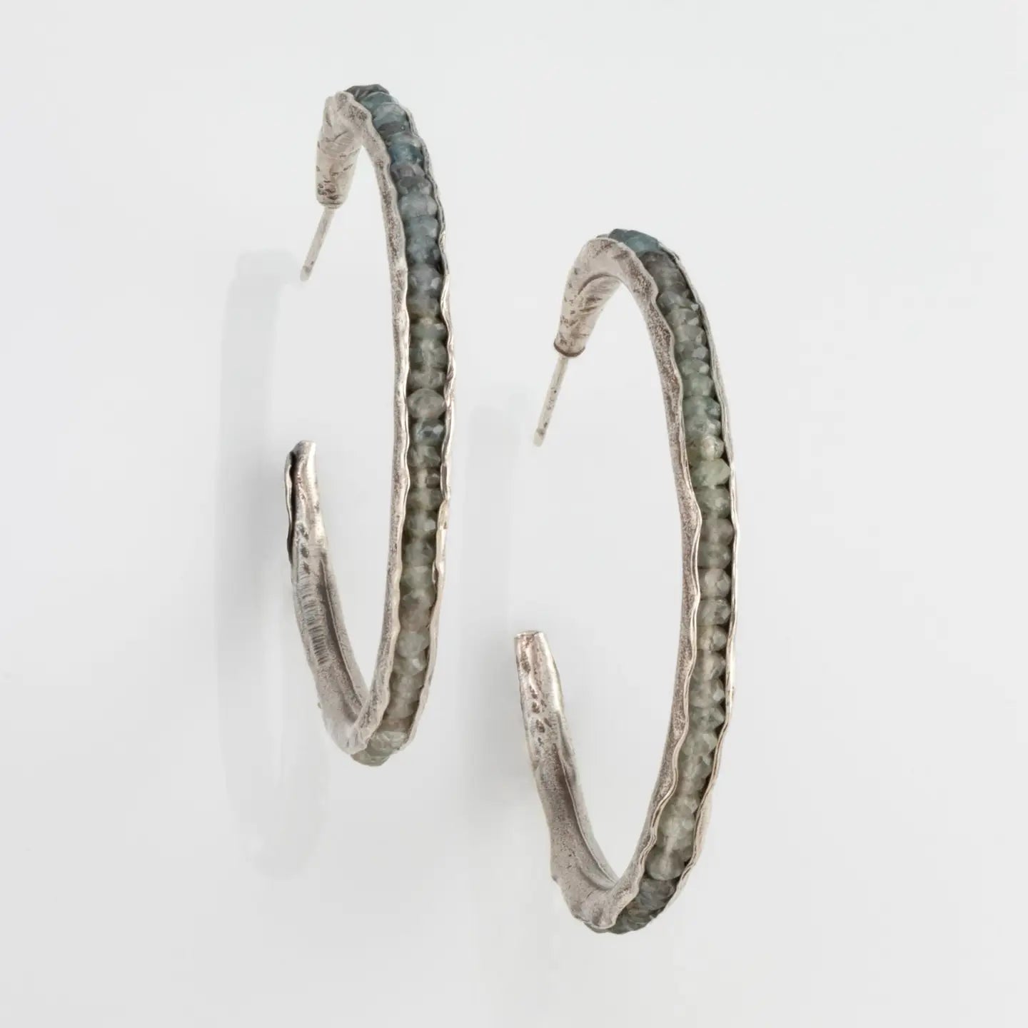 Large Hoop Groove Earrings in Sterling