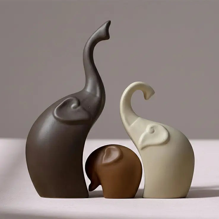 Elephant Sculptures, Set of 3