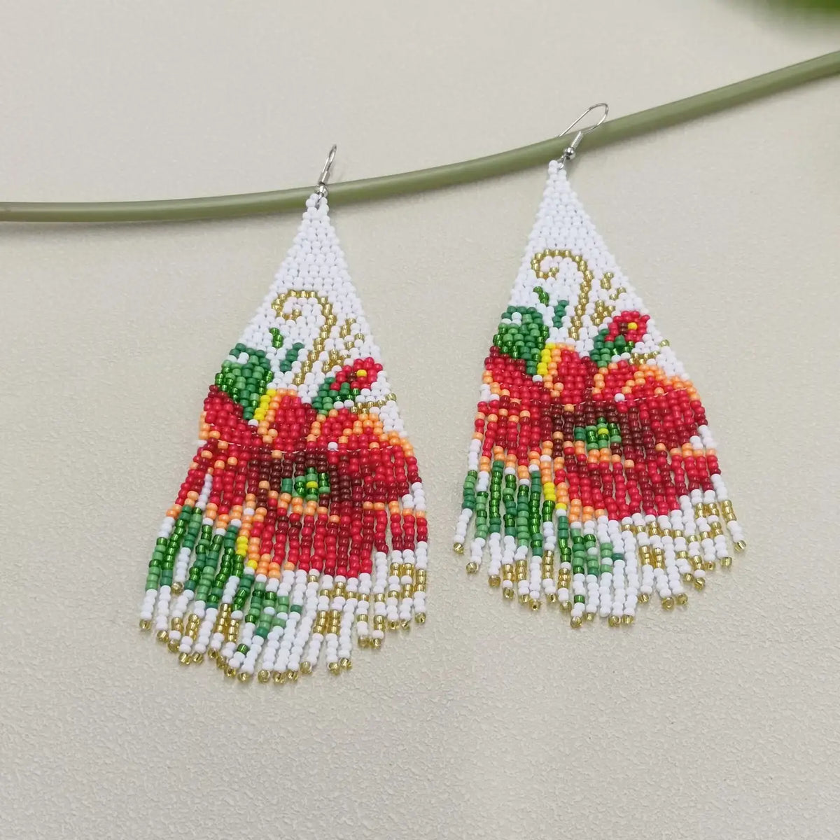 Flower Boho Handmade Seed Beads Fringe Earrings