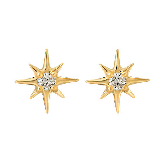 14kt Gold Mini Diamond Star Studs