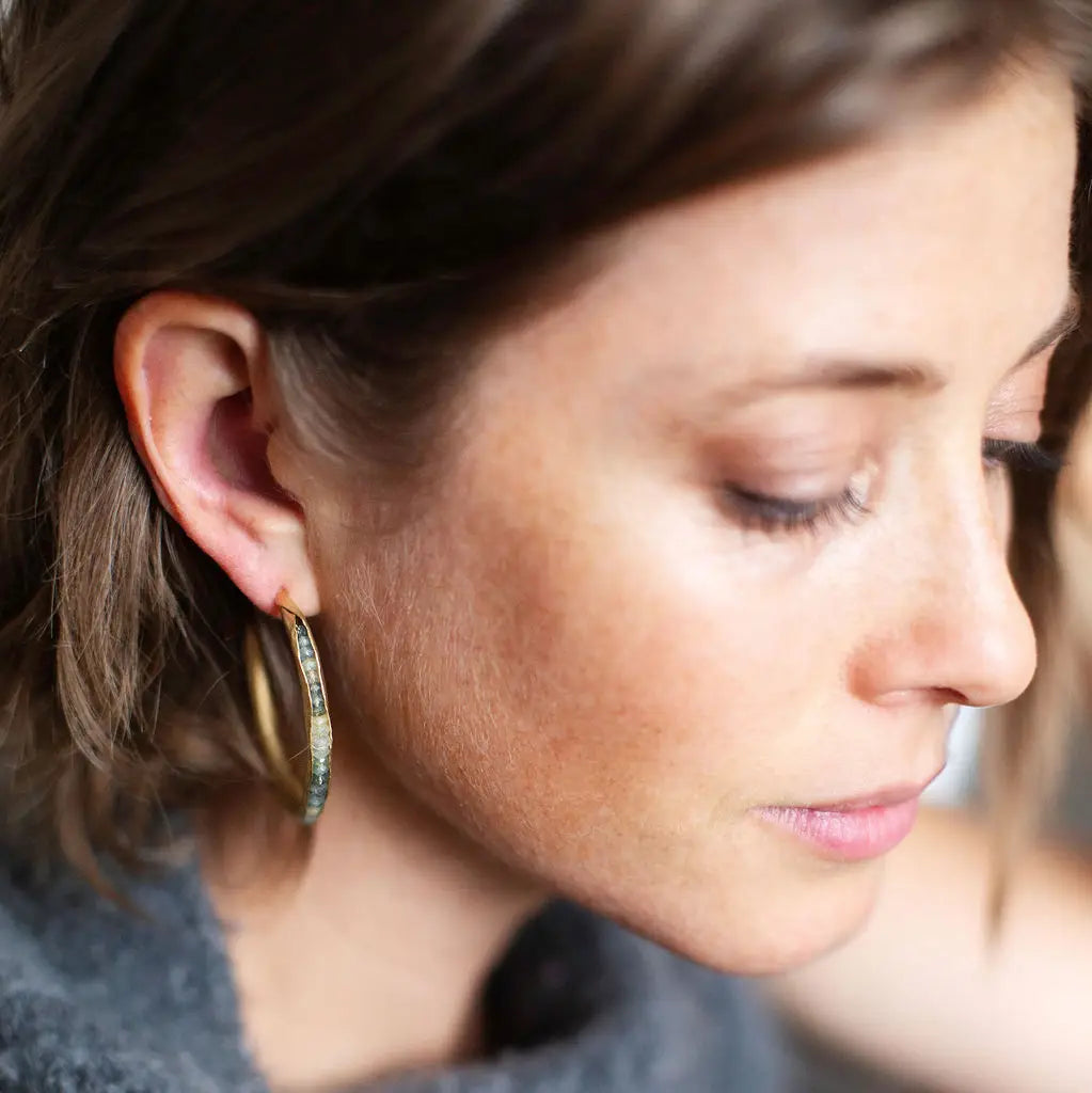 Large Hoop Groove Earrings in Sterling