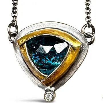 Petite Tri Fold Necklace with Diamond