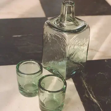 Bedside Carafe Set - Handblown, Recycled Glass