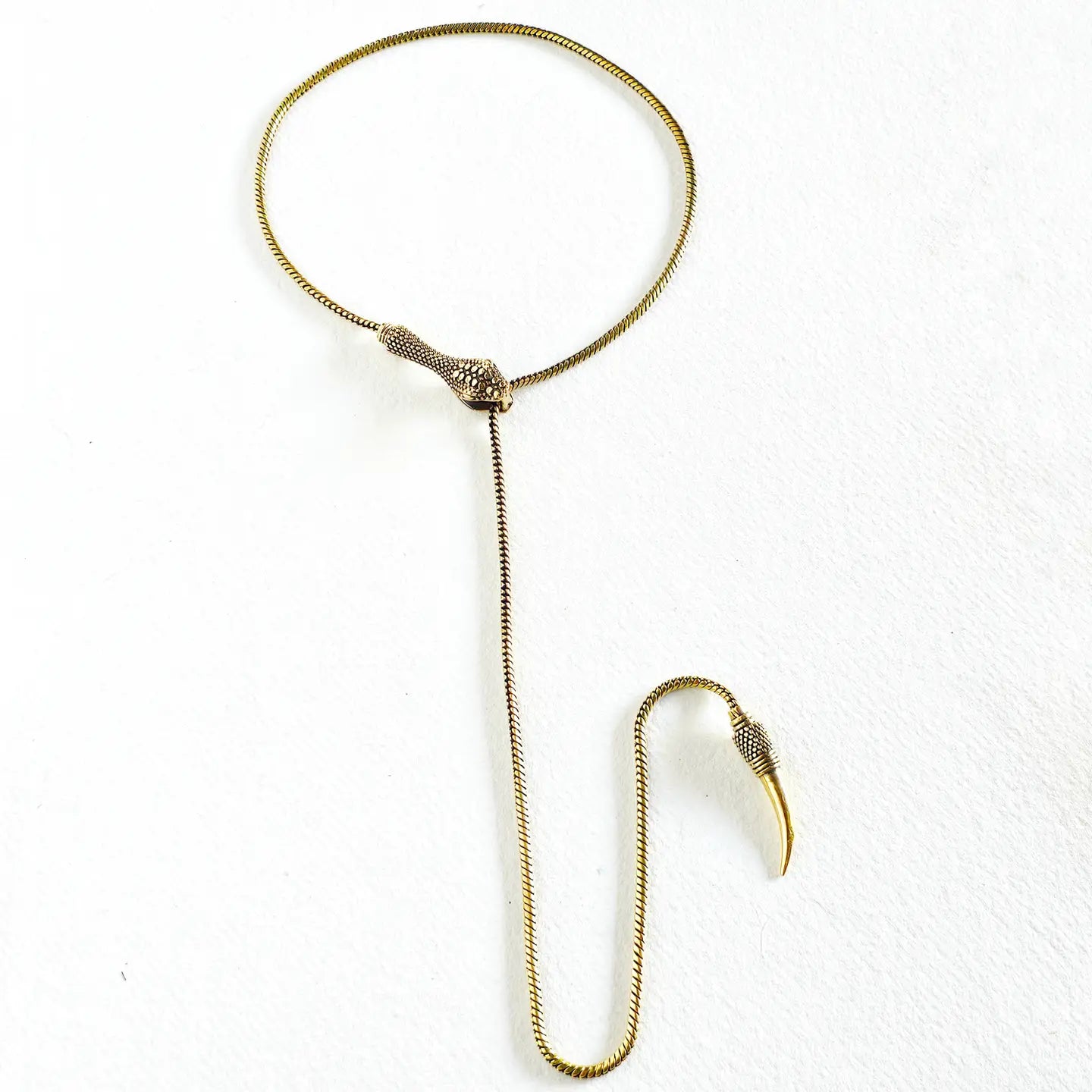Braided Snake Lariat - Brass