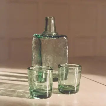 Bedside Carafe Set - Handblown, Recycled Glass