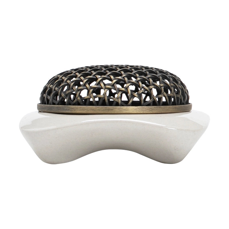Ceramic Incense burner with Metal Mesh Screen