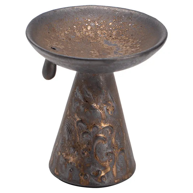 Iron Glazed Ceramic Incense Holder & Candle Pedestal