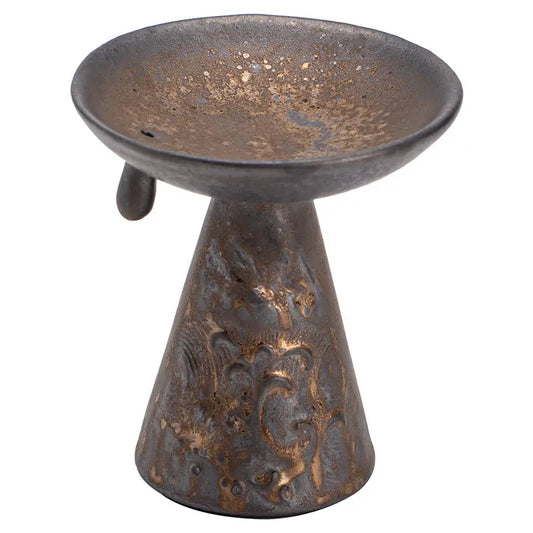 Iron Glazed Ceramic Incense Holder & Candle Pedestal