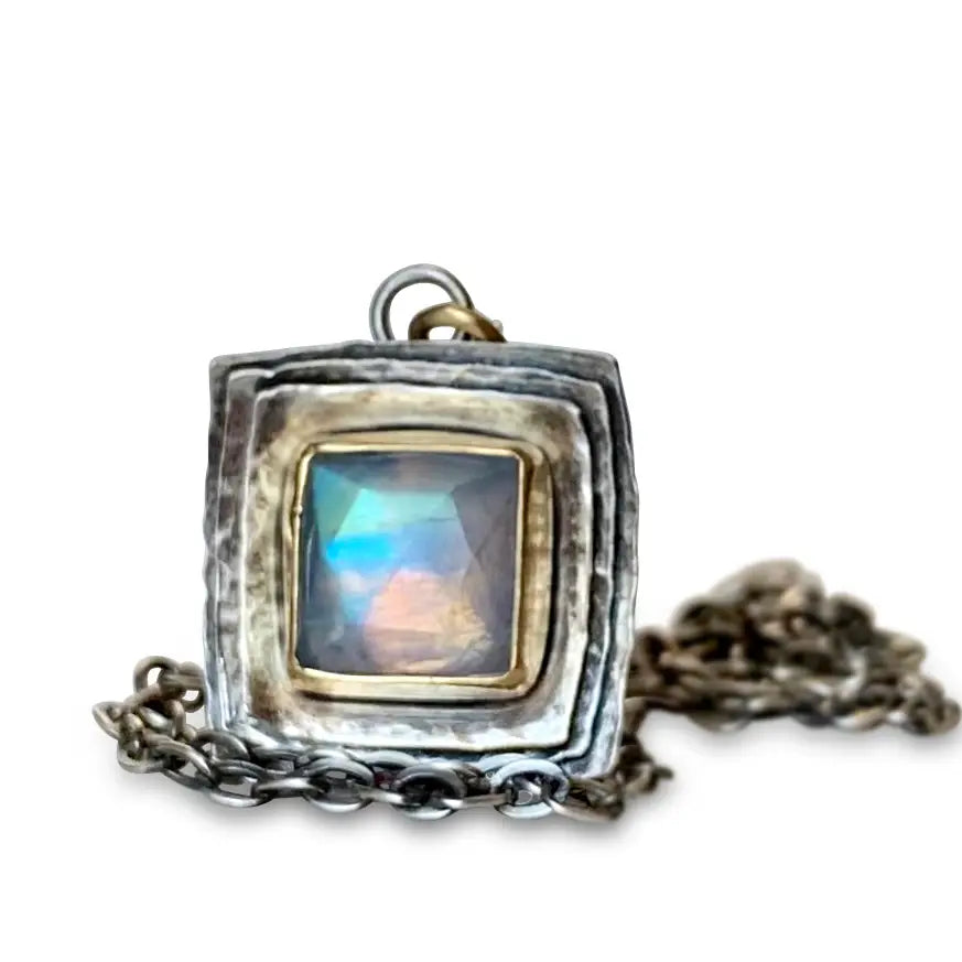 Square Cusp Necklace with Moonstone