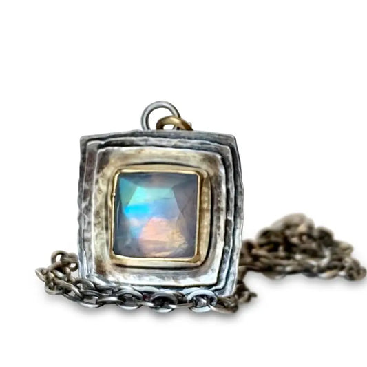 Square Cusp Necklace with Moonstone